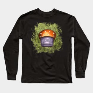 Whimsical smiling colorful cartoon mushroom cupcake Long Sleeve T-Shirt